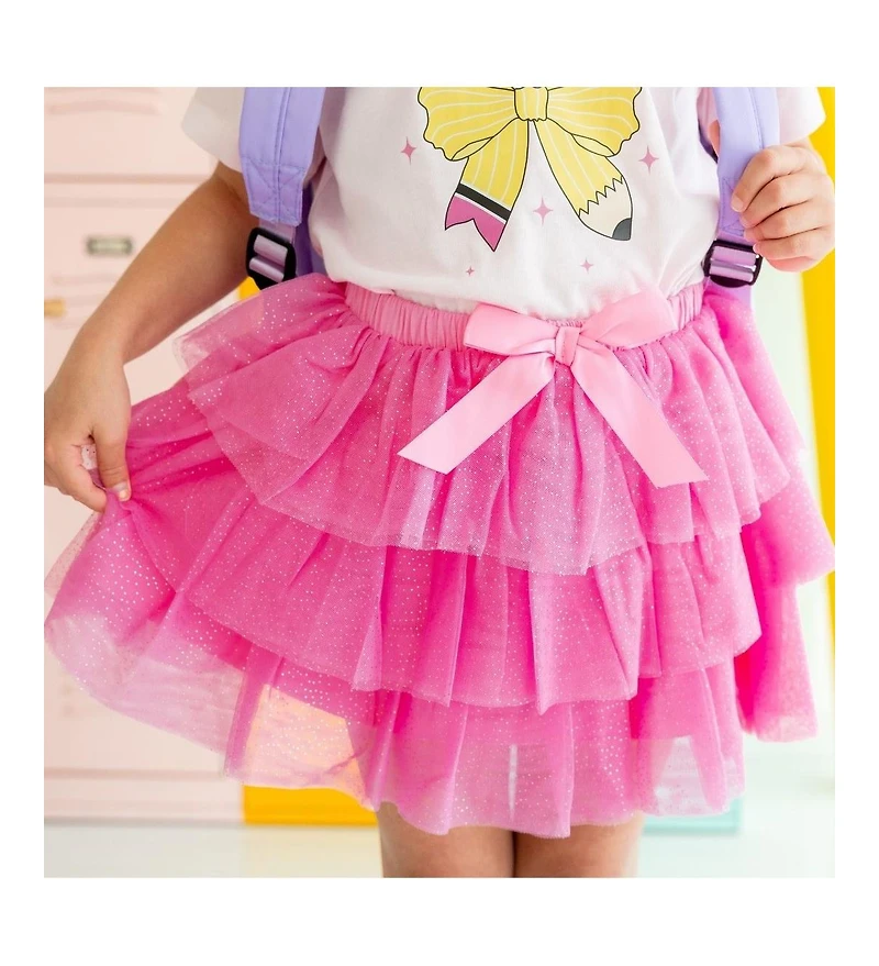 Sweet Wink Little and Big Girls Raspberry Bow Tiered Tutu Skirt
