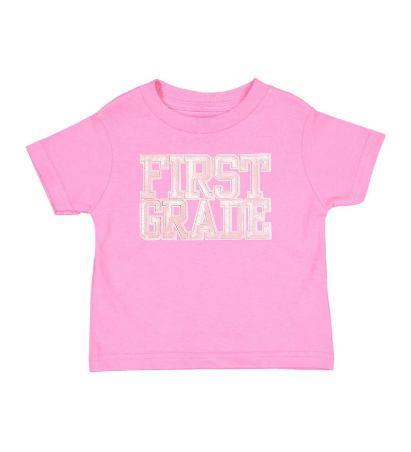 Sweet Wink Little and Big Girls First Grade Sequin Patch Short Sleeve T-Shirt