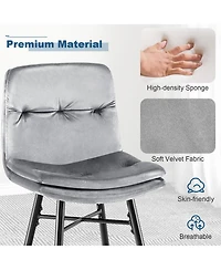 Gymax 4 Pcs Velvet Bar Stools Bar Height Dining Chairs w/ Metal Legs Kitchen