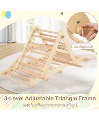 Gymax 3-in-1 Pikler Triangle Climbing Set Kids Montessori Climbing Toys Wooden Climber