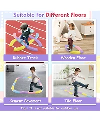 Gymax Balance Beams for Kids w/ Non-slip Textured Surface Bottom Pad Multicolor