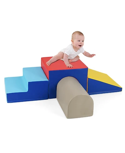 Gymax Toddler Climb & Crawl Activity Playset Blocks w/ Waterproof Pu Cover Epe Foam