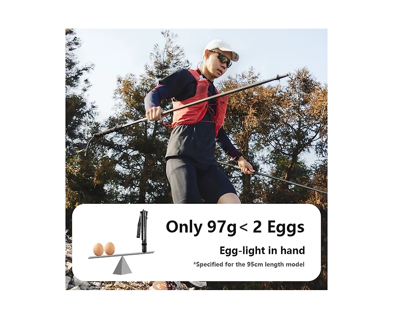 Naturehike 1pc 3K Carbon Fiber Trekking Pole-Ultra Lightweight Foldable for Trail Running,Quick 3-Second Setup,4-Section Design with Carry Bag