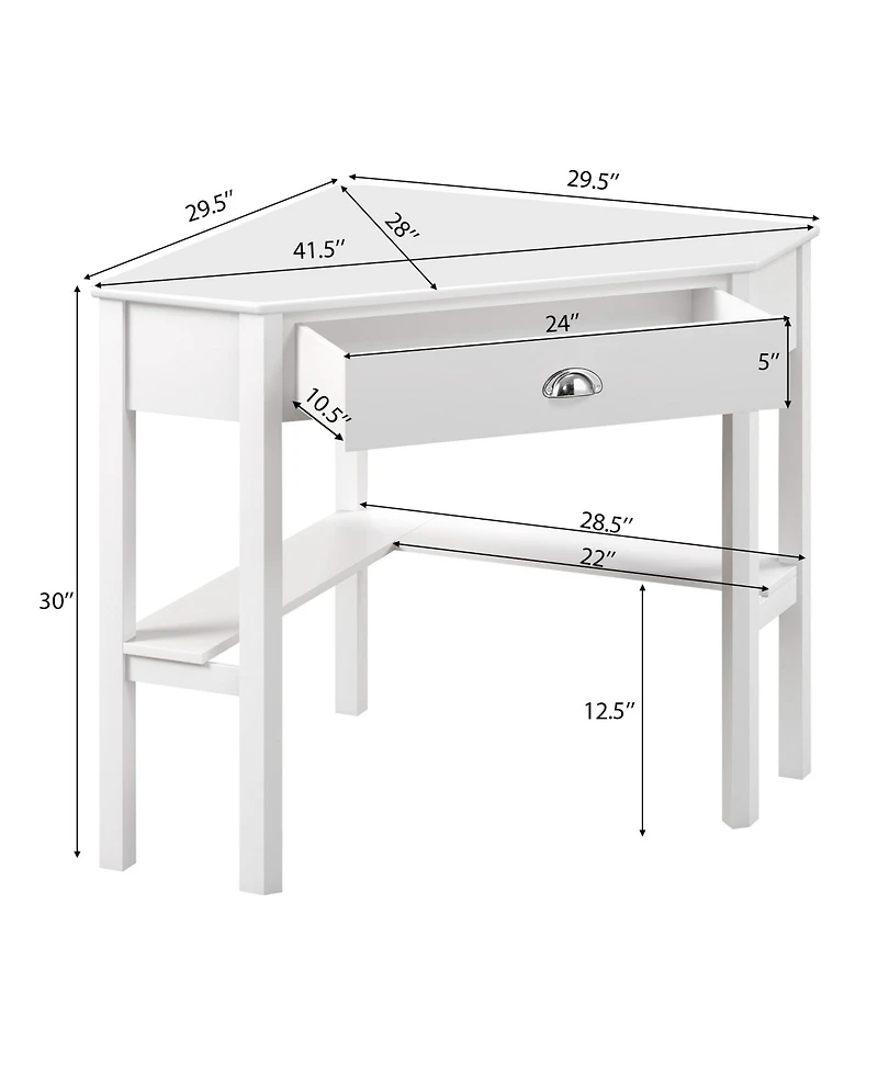 Corner Wooden Computer Desk for Home Office or Study, Compact Laptop Workstation