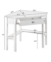 Corner Wooden Computer Desk for Home Office or Study, Compact Laptop Workstation
