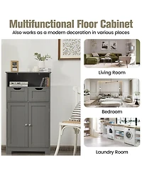 Wooden Bathroom Side Cabinet with 2 Drawers and 2 Doors for Extra Storage