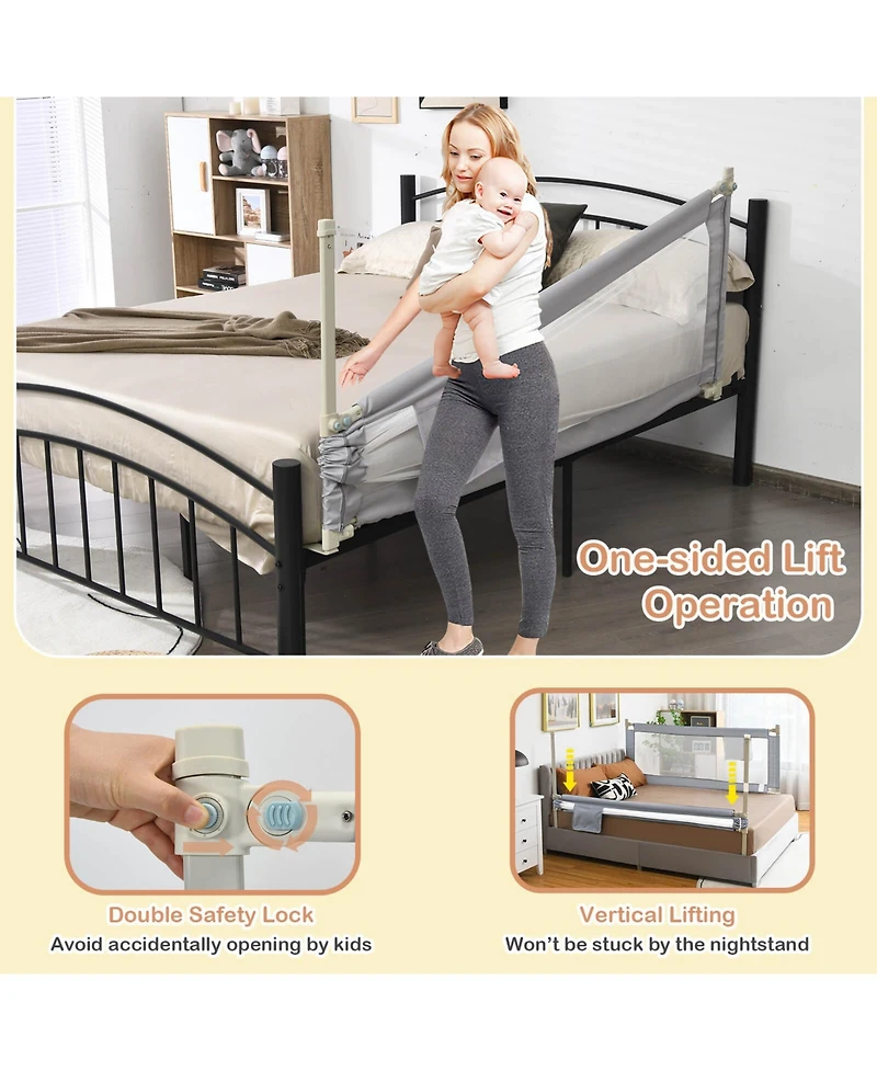 Slickblue Baby Bed Guardrail with Double Lock for Secure Toddler Sleep Support