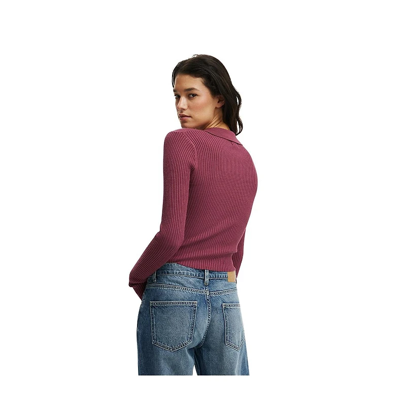 Cotton On Women's Everfine Rib V-Neck Polo