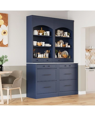 Streamdale Furniture Modern Kitchen Pantry Cabinet Set of 2