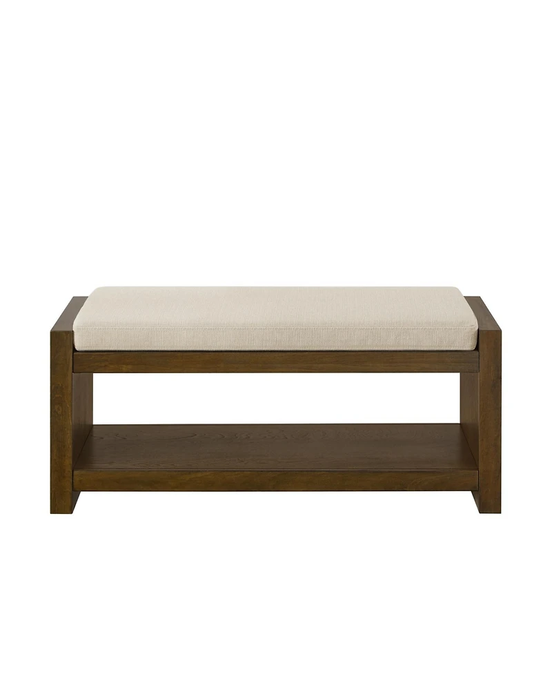 Streamdale Furniture 40" Ivory Bench with Shoe Rack & Removable Cushion