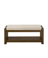 Streamdale Furniture 40" Ivory Bench with Shoe Rack & Removable Cushion