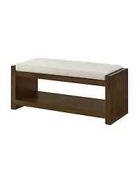 Streamdale Furniture 40" Beige Bench with Shoe Rack & Removable Cushion