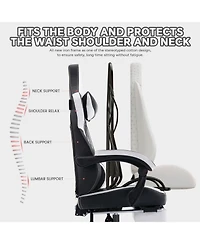 Streamdale Furniture Gaming Chair with Footrest Ergonomic High Back Black/White