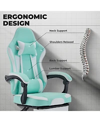 Streamdale Furniture Gaming Chair Ergonomic Footrest Massage Green