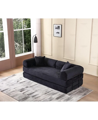 Streamdale Furniture Corduroy Convertible Sleeper Sofa Bed - Black