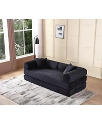 Streamdale Furniture Corduroy Convertible Sleeper Sofa Bed - Black