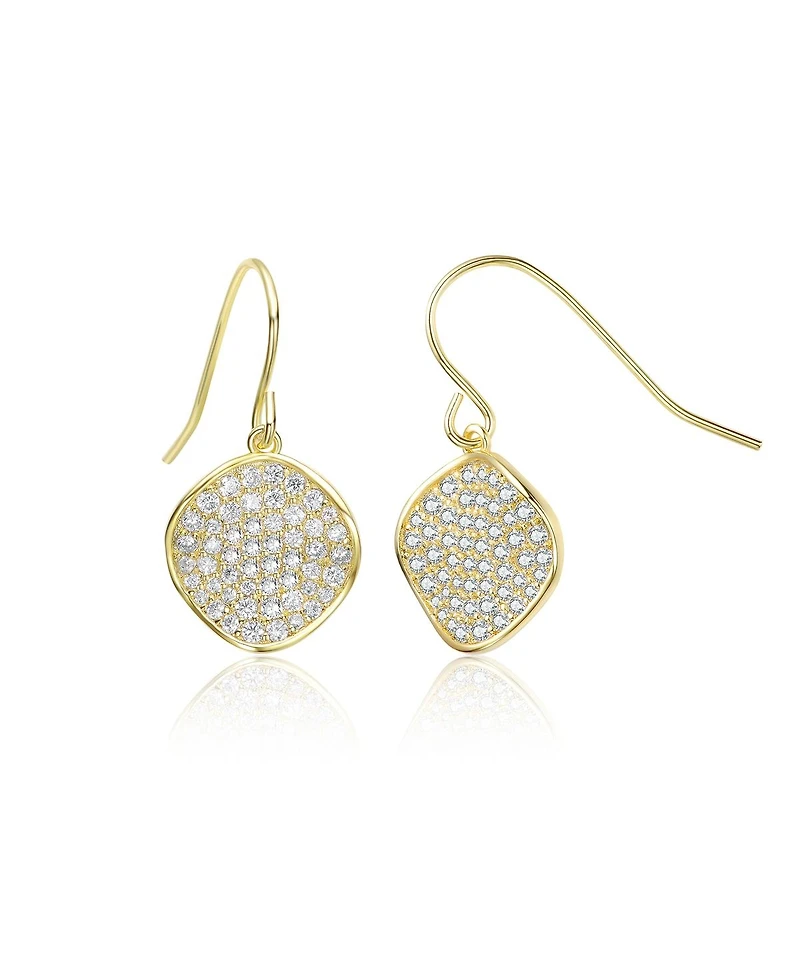 Rachel Glauber 14K Gold Plated with Clear Cubic Zirconia Hook Earrings