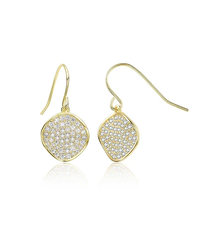 Rachel Glauber 14K Gold Plated with Clear Cubic Zirconia Hook Earrings