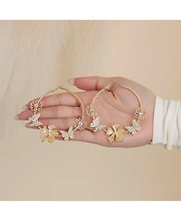 Jessica Simpson Floral Hoop Earrings in Gold