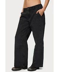 Edikted Women's Ayla Low Rise Carpenter Jeans