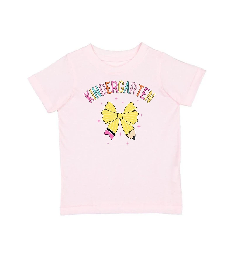 Sweet Wink Little and Big Girls Kindergarten Pencil Bow Short Sleeve T-Shirt