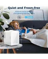 Cowsar Makeup Compact Refrigerator With Mirror, 4L Mini Fridge for Bedroom, Car, Office & Dorm, Portable Small Cooler Cosmetics