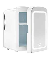 Cowsar Makeup Compact Refrigerator With Mirror, 4L Mini Fridge for Bedroom, Car, Office & Dorm, Portable Small Cooler Cosmetics