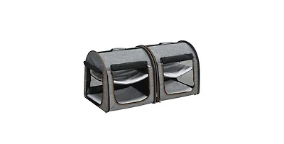 Aostirmotor 39" Portable Soft-Sided Pet Cat Carrier with Two Compartments, Soft Cushions & Storage Bag