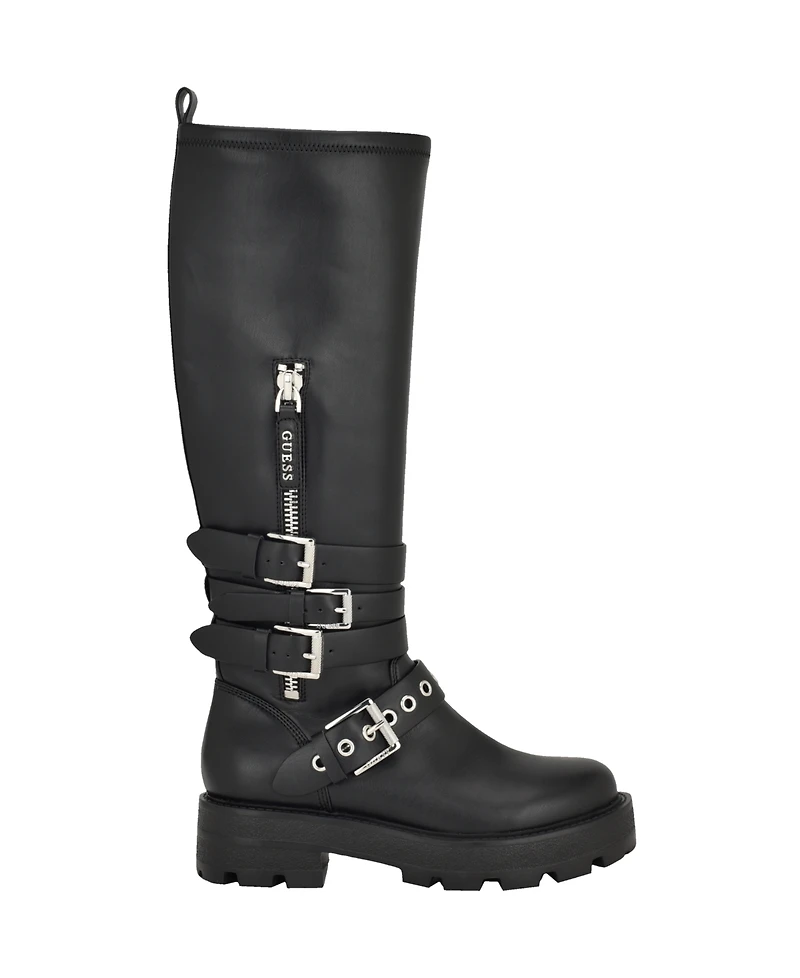 Guess Women's Yanky Tall Buckled Moto Lug Boots