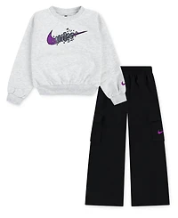 Nike Toddler and Little Girls 2-Piece Essentials Crewneck Cargo Pants Set
