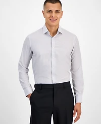 Tom Baine Men's Slim-Fit Performance Four-Way Stretch Mini Plaid Dress Shirt