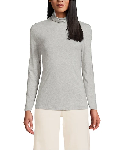 Lands' End Women's Tall Lightweight Jersey Skimming Long Sleeve Turtleneck