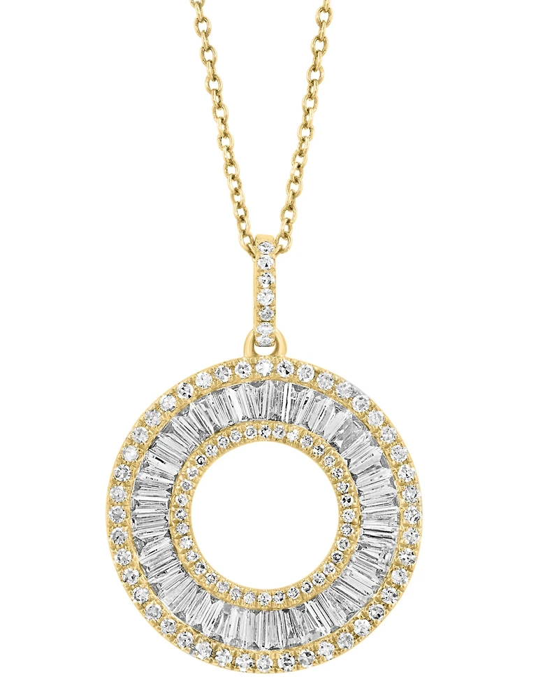 Effy Collection Diamond Circle Pendant Necklace (1-1/10 ct. t.w.) in 14k Yellow Gold, 17" + 1" extender