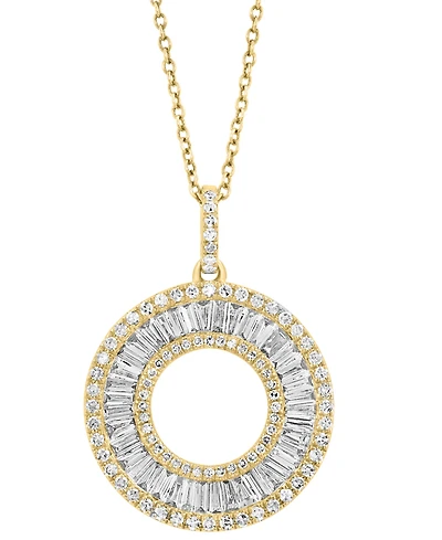 Effy Collection Diamond Circle Pendant Necklace (1-1/10 ct. t.w.) in 14k Yellow Gold, 17" + 1" extender