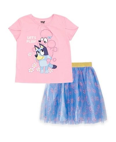 Bluey Baby Girls T-Shirt and Tulle Mesh Skirt