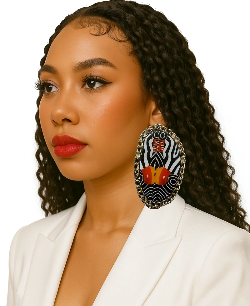 Swanky Designs Zia Chain Studs Statement Earrings