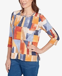 Alfred Dunner Petite Detailed Neckline Top