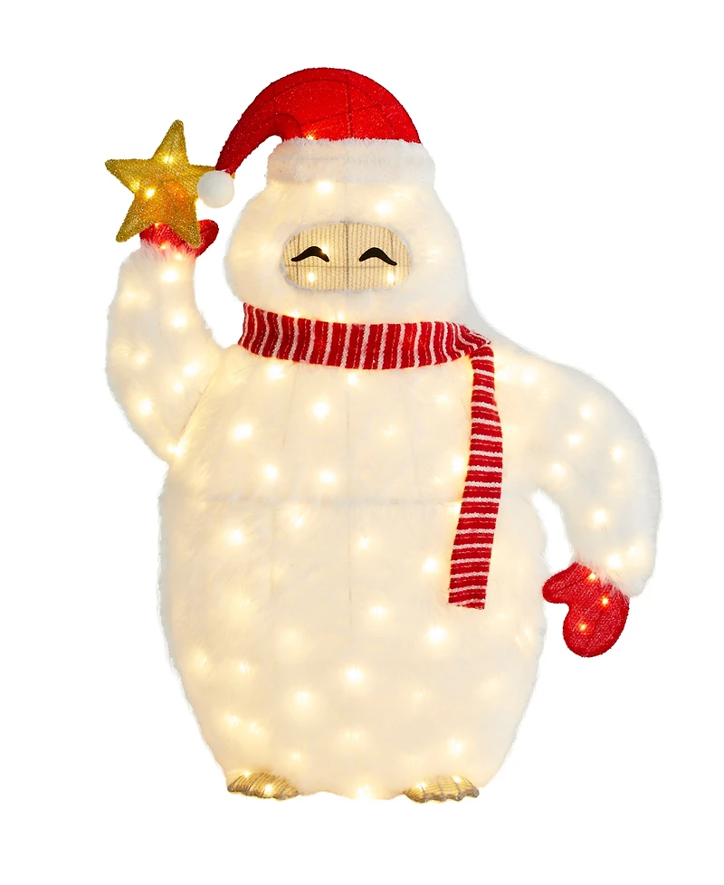Glitzhome 42" Lighted Fabric Christmas 3D Yeti Outdoor Decor