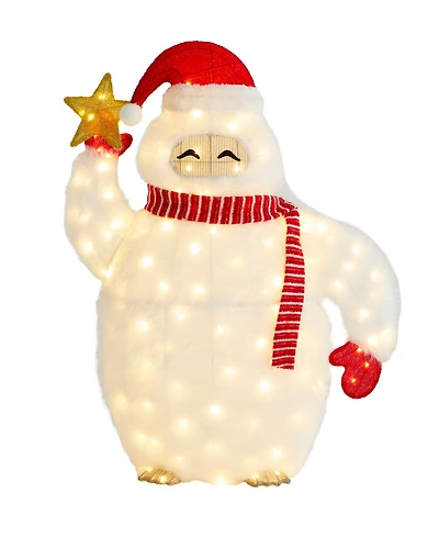 Glitzhome 42" Lighted Fabric Christmas 3D Yeti Outdoor Decor
