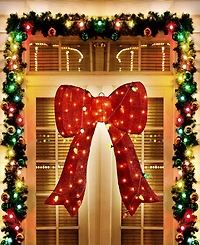 Glitzhome 35.75" Lighted Fabric 3D Christmas Bow