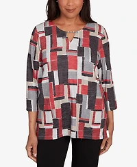 Alfred Dunner Petite Colorblock Beaded Top