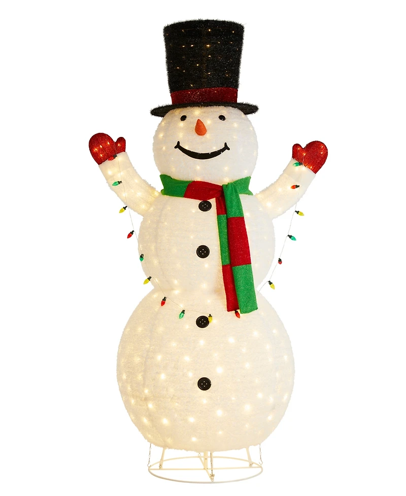 Glitzhome 94.5" Lighted Fabric Christmas 3D Foldable Snowman Outdoor Decor