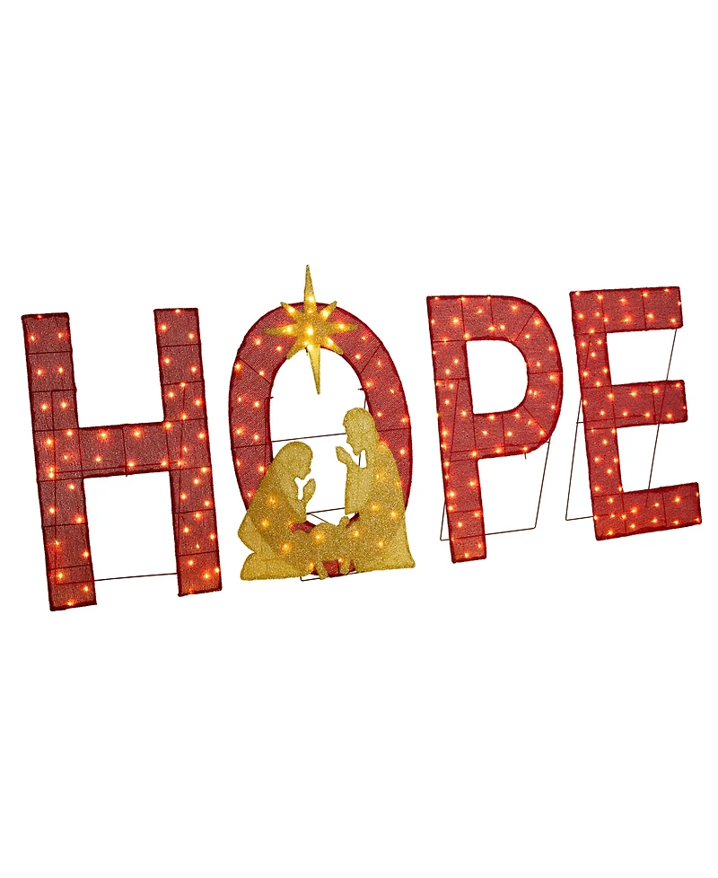 Glitzhome Lighted Fabric Christmas 2D Nativity Hope Polyethylene Lighting Decor, Set of 4