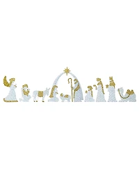 Glitzhome Lighted Fabric Christmas 2D Iridescent Nativity Scene Outdoor Decor, Set of 11