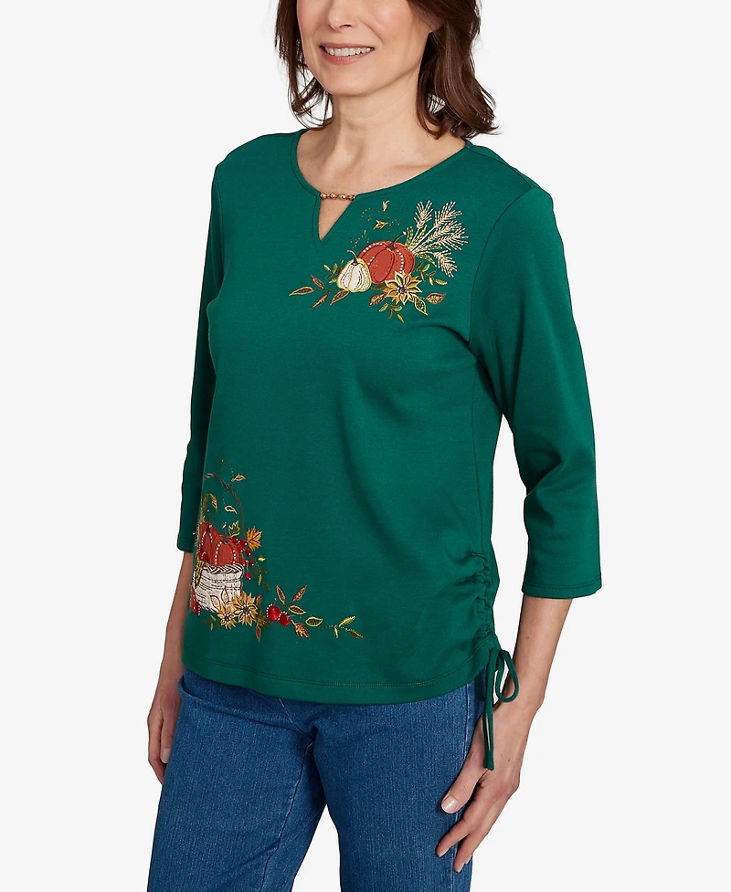 Alfred Dunner Petite Asymmetric Beaded Top