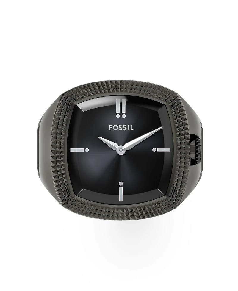Fossil Unisex Nick Jonas x Machine Luxe Vignette Gunmetal Stainless Steel Ring Watch, 18.5mm