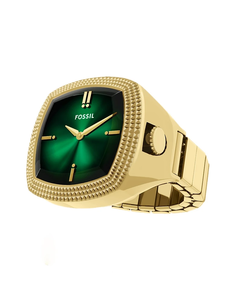 Fossil Unisex Nick Jonas x Machine Luxe Vignette Gold-Tone Stainless Steel Ring Watch, 18.5mm