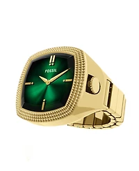 Fossil Unisex Nick Jonas x Machine Luxe Vignette Gold-Tone Stainless Steel Ring Watch, 18.5mm