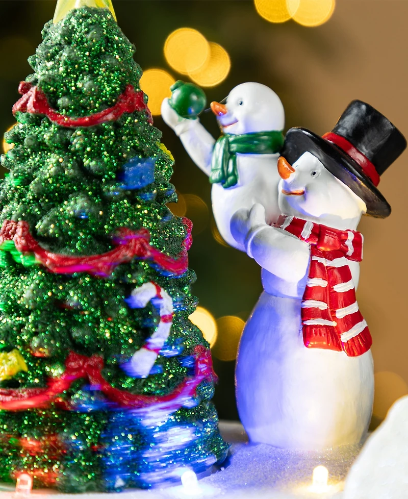 Glitzhome 20" Lighted Resin Christmas Santa Train Village