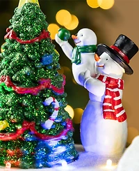 Glitzhome 20" Lighted Resin Christmas Santa Train Village